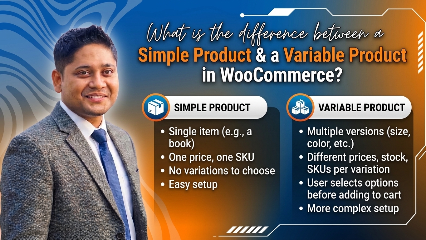 What is the difference between a simple product and a variable product in WooCommerce